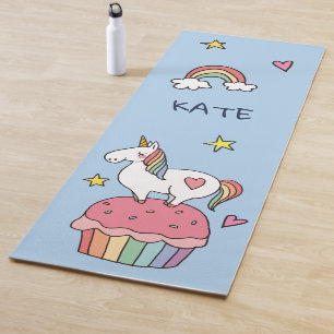 Kawaii Niedlich Doodle Rainbow Unicorn und Stars. Yogamatte