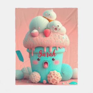 Kawaii niedlich-Eiscreme-Tasse-Schild Fleecedecke
