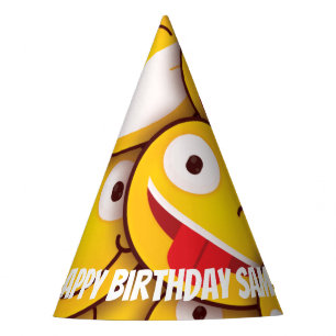 Kawaii Niedlich Emoji Emoticon Geburtstag. Partyhütchen