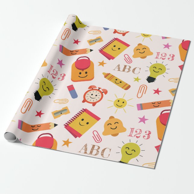 Kawaii Niedlich Funny School Supplies Geschenkpapier (Ungerollt)