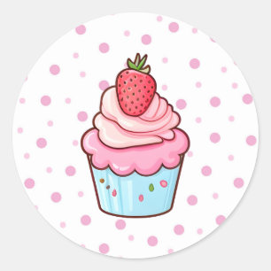 Kawaii niedlich Japanisch rosa Cartoon Cupcake-Ess Runder Aufkleber