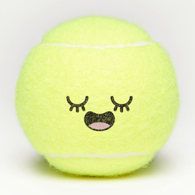 Kawaii Niedlich Lächeln Emoticon Emoji-Gesicht Tennisbälle (Vorderseite)
