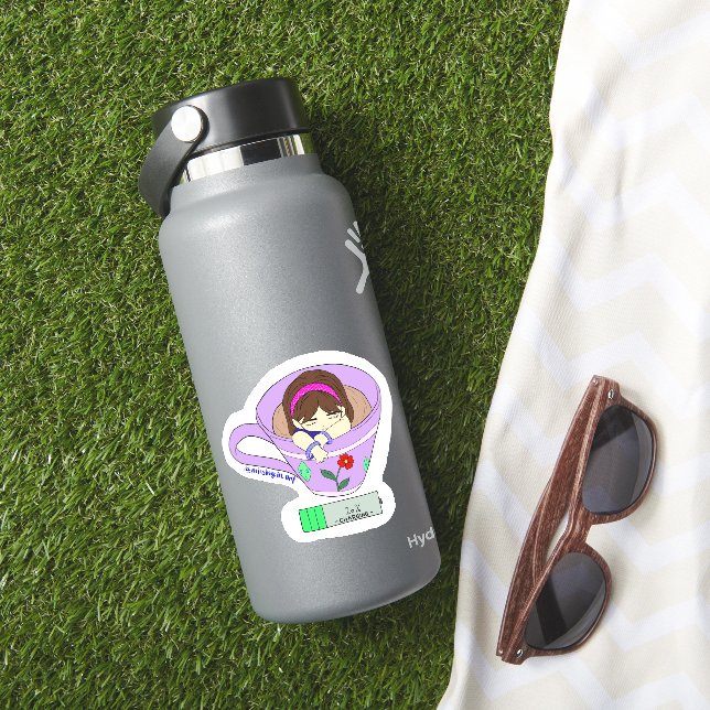 Kawaii Niedlich Ladebatterie Kaffee Cup Girl Aufkleber (HydroFlask Insitu)