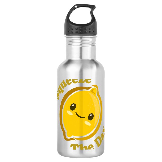 Kawaii Niedlich Lemon Squeeze The Day Funny Frucht Edelstahlflasche (Vorderseite)