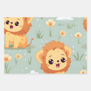 Kawaii Niedlich Lion Cubs Geschenkpapier Set