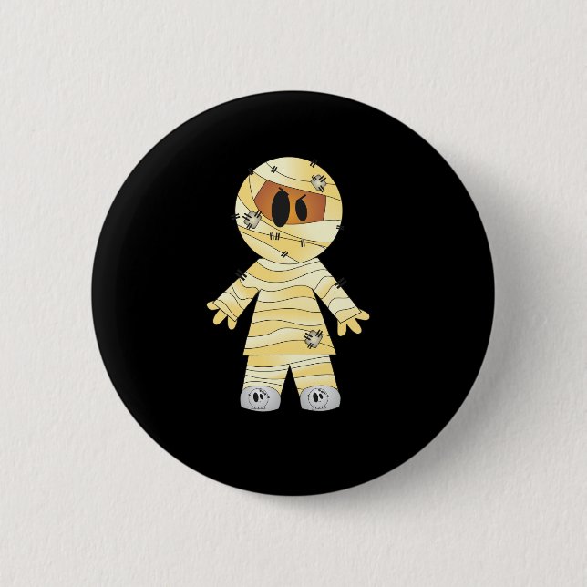 Kawaii Niedlich Mummy Halloween Button (Vorderseite)