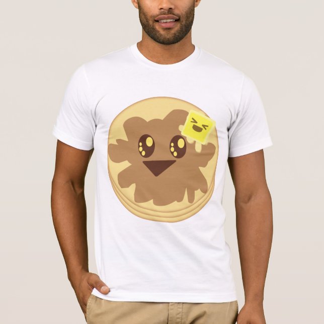 Kawaii Niedlich Pancakes Cartoon T-Shirt (Vorderseite)