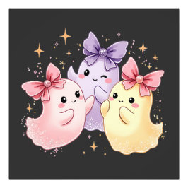 Kawaii Niedlich Pastel Ghosts mit Bows Fotodruck