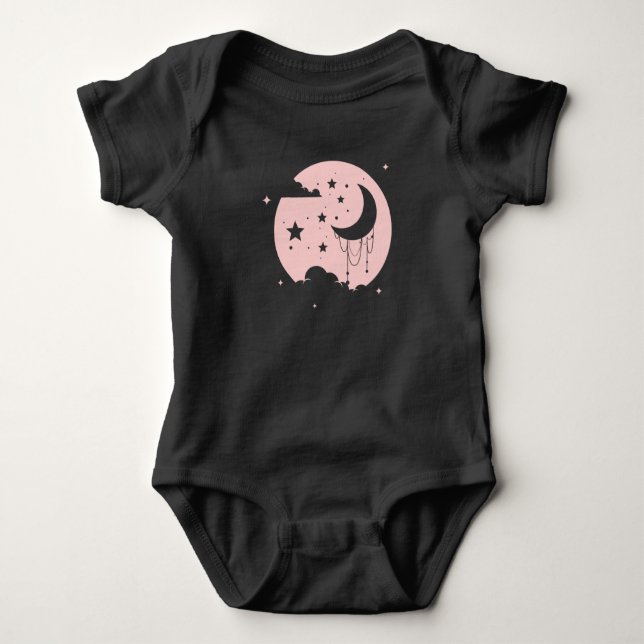 Kawaii Niedlich Pastel Goth Moon Baby Strampler (Vorderseite)