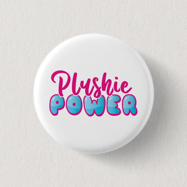 Kawaii Niedlich Pink Blue Plushie Power Button (Vorderseite)