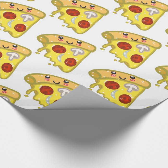 Kawaii Niedlich Pizza Slice mit Pepperoni  Geschenkpapier (Ecke)
