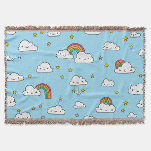 Kawaii Niedlich Stars Wolken und Regenbogen Decke
