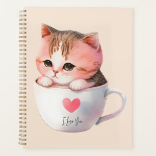 Kawaii Niedlich Striped Pink Chibi Cat Planer