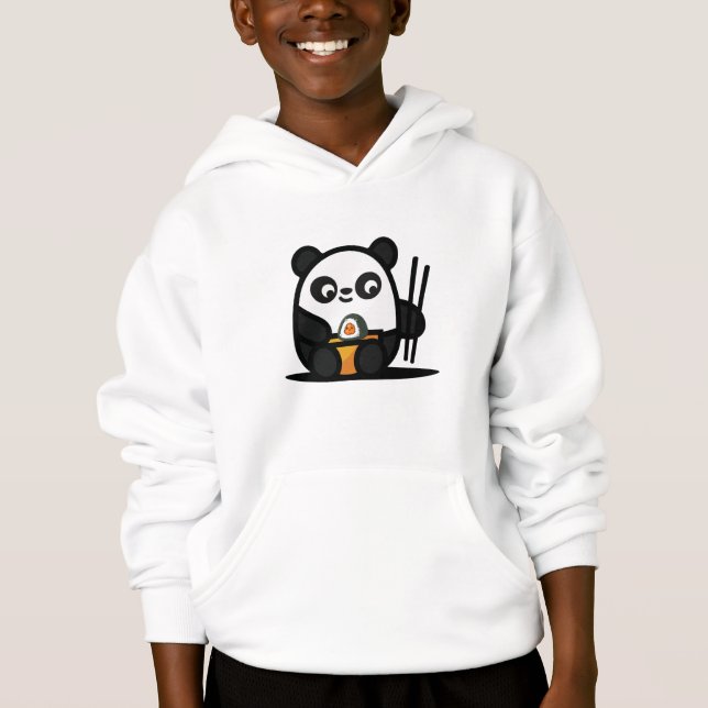 Kawaii Niedlich Sushi Panda Hoodie (Vorderseite)