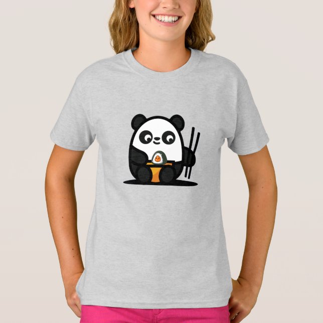 Kawaii Niedlich Sushi Panda T - Shirt (Vorderseite)