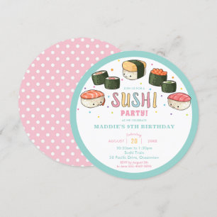 Kawaii Niedlich Sushi Party Girl Geburtstag Einladung