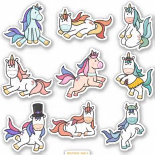 Kawaii Niedlich Unicorn Pony Farbiges Set Aufkleber