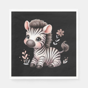 Kawaii Niedlich Zebra Wildlife Fun Black and White Serviette