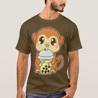 Kawaii Niedlich Zodiac Boba Monkey Banana Bubble T T-Shirt