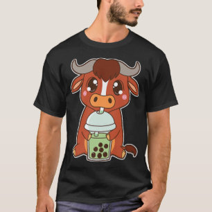 Kawaii Niedlich Zodiac Boba Ox Matcha Green Bubble T-Shirt
