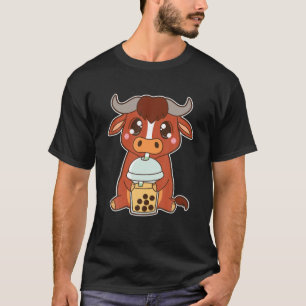 Kawaii Niedlich Zodiac Boba Ox Peach Mango Bubble T-Shirt