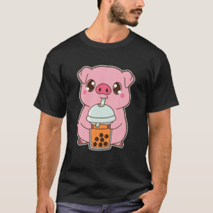 Kawaii Niedlich Zodiac Boba Pig Thai Iced Blubble  T-Shirt