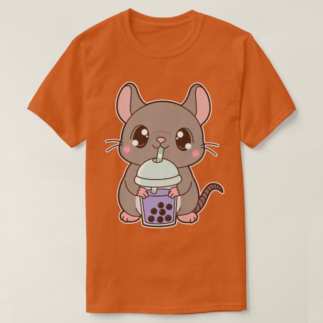 Kawaii Niedlich Zodiac Boba Rat Taro Bubble Pearl  T-Shirt (Design vorne)
