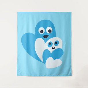 Kawaii niedliche Familie der glücklichen Wandteppich