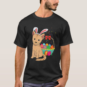 Kawaii Niedliche Katze Bunny Rabbit isst Ei Happy  T-Shirt