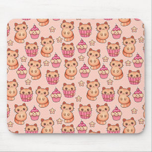 Kawaii Niedliche Katzen und Cupcakes rosa Muster Mousepad