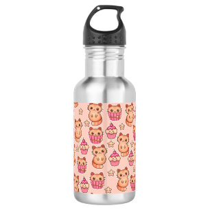 Kawaii Niedliche Katzen und Cupcakes rosa Muster Trinkflasche