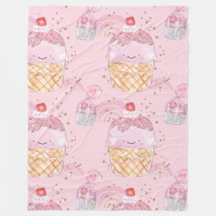 Kawaii Niedliche Kuchen mit Kirschen - Pastel Lila Fleecedecke