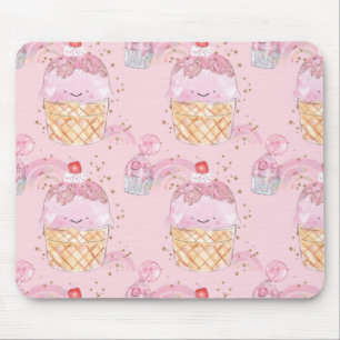 Kawaii Niedliche Kuchen mit Kirschen - Pastel Lila Mousepad