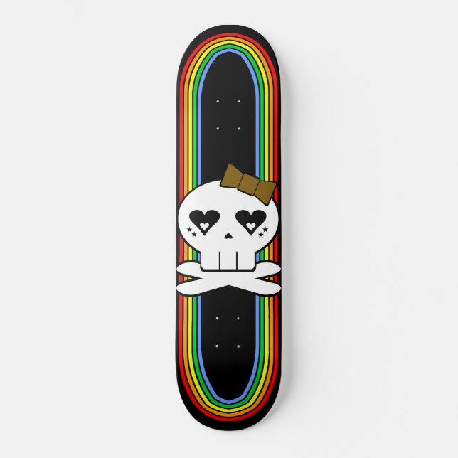KAWAII NIEDLICHE SCHÄDEL-REGENBOGEN-PLATTFORM SKATEBOARD (Vorderseite)