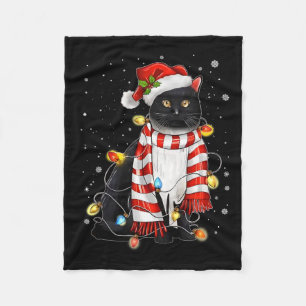 Kawaii Niedliche schwarze Katze Santa hat sich im  Fleecedecke