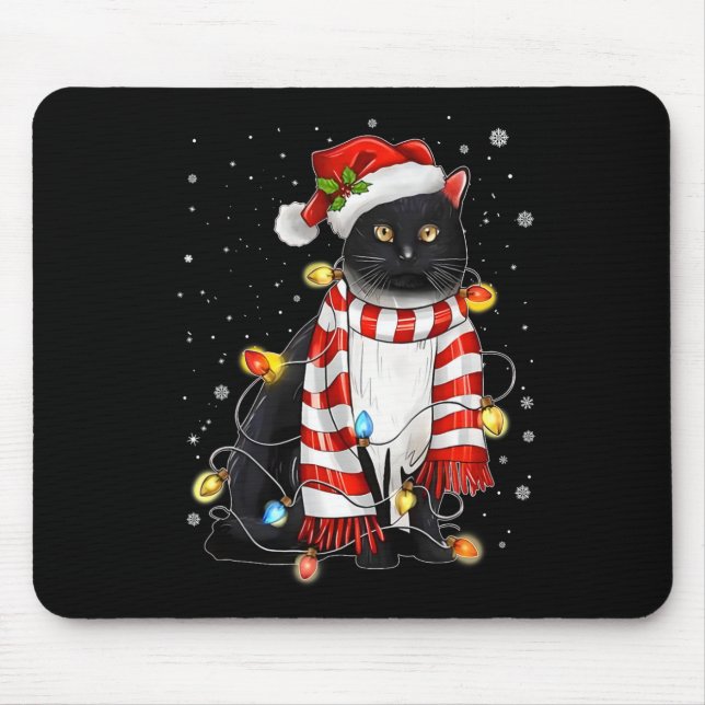 Kawaii Niedliche schwarze Katze Santa hat sich im  Mousepad (Vorne)