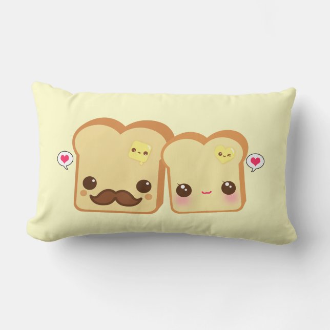 Kawaii niedliche Toastpaare Lendenkissen (Vorderseite)