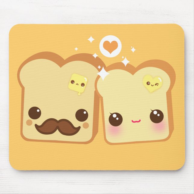 Kawaii niedliche Toastpaare Mousepad (Vorne)