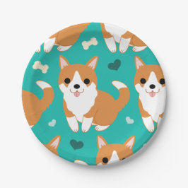 Kawaii niedlicher Corgihundeeinfaches Pappteller