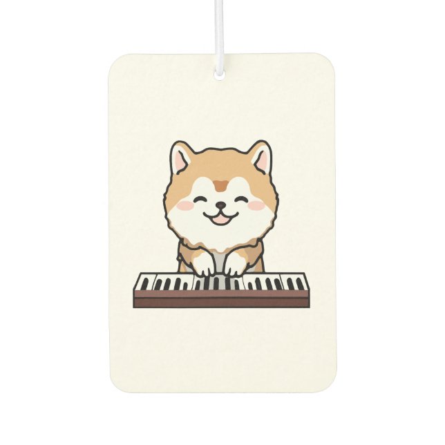 Kawaii Niedlicher Hund Klavierspielen Keyboard Autolufterfrischer (Vorderseite)