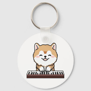 Kawaii Niedlicher Hund Klavierspielen Keyboard Schlüsselanhänger