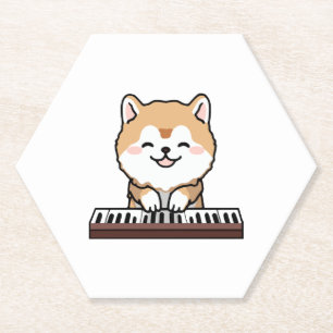 Kawaii Niedlicher Hund Klavierspielen Keyboard Untersetzer