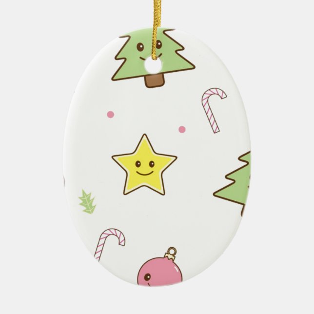 Kawaii niedlicher Weihnachtsentwurf Keramikornament (Vorne)