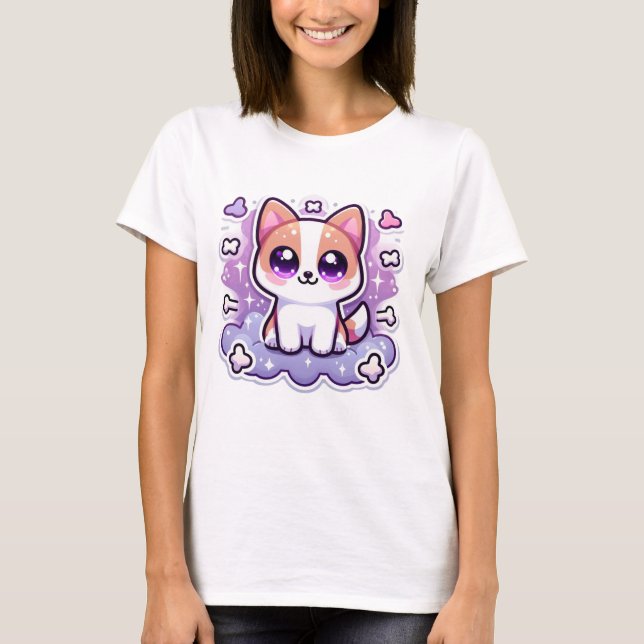 Kawaii Niedlicher Welpenadorable Hund mit großen A T-Shirt (Vorderseite)
