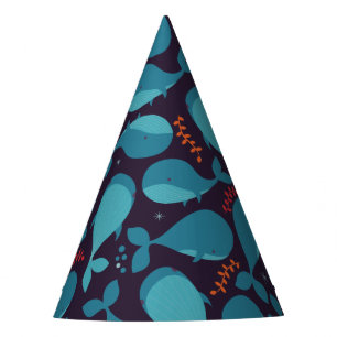 Kawaii Niedliches Blauwal-Muster. Partyhütchen