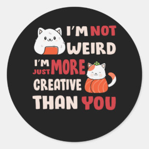 Kawaii niedliches Katzen-Design mit Inspirationsan Runder Aufkleber