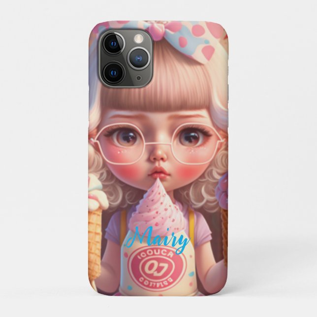 Kawaii niedliches Mädchen mit Eis Case-Mate iPhone Hülle (Rückseite)