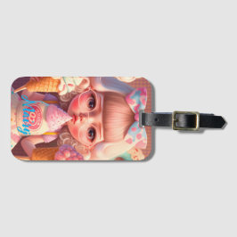 Kawaii niedliches Mädchen mit Eis Gepäckanhänger