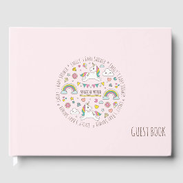Kawaii Niedliches magisches Einhorn. Babyparty. Gästebuch