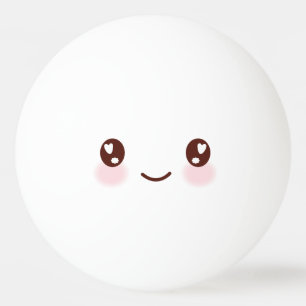 Kawaii Niedliches Wetter. Emoji. Emoticon. Tischtennisball